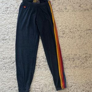Aviator Nation Charcoal Gray Joggers with Rainbow Stripe